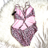 No Boundaries Pink Leopard One Piece NWT- Size M