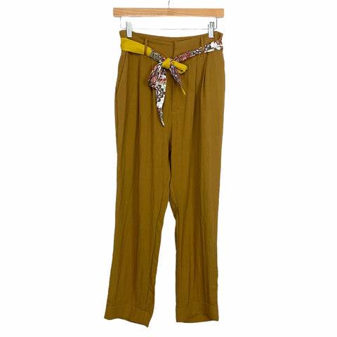 Mystree Brown Pants with Printed Belt NWT- Size S (Inseam 25.5”)