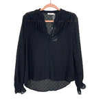 Lush Black Swiss Dot and Crochet Sheer Blouse NWT- Size S
