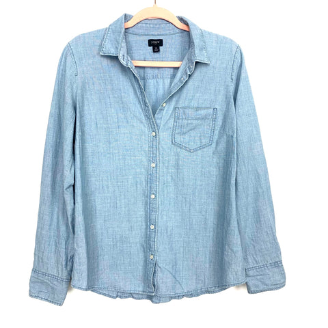 J Crew Light Wash Denim Button Up Top- Size M