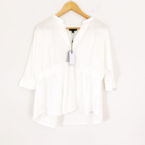 Bobeau White Linen-like V Neck with Cinched Sides NWT- Size XS