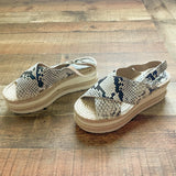 Marc Fisher Snakeskin Leather Sling Back Platform Sandals- Size 7 (see notes)