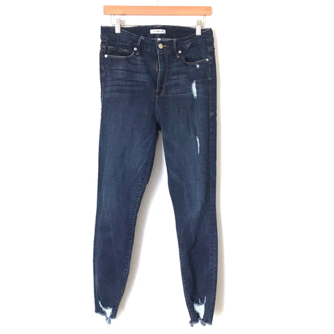 Good American Dark Wash Good Legs Distressed Jeans and Hem- Size 10/30 (Inseam 27.5”)