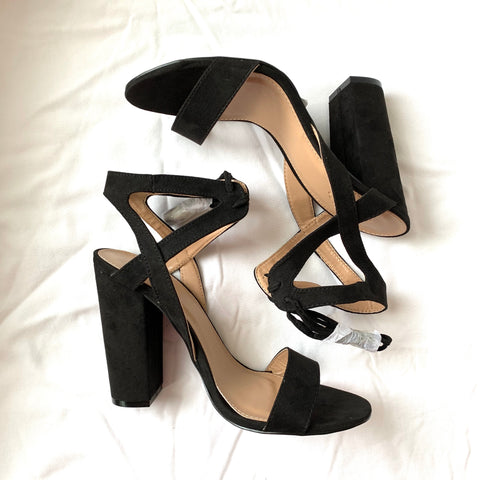 Charlotte Russe Black Ankle Tie Heels NWT- Size 7