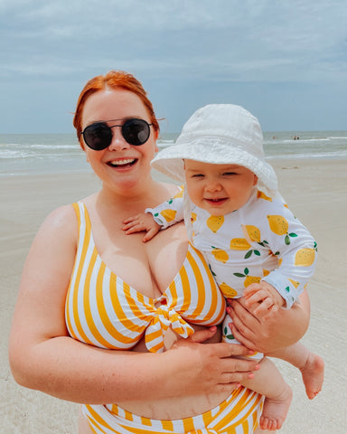 GabiFresh x Swimsuits For All Yellow/White Striped Underwire Front Knot Bikini Top- Size 18D/DD (sold out online, see notes)