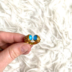 Julie Vos Gold Iridescent Pacific Blue Gemstone Ring- Size 6