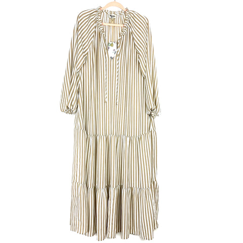 Show Me Your Mumu Tan and Cream Striped Dress NWT- Size L