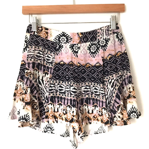 Glamorous Navy & Pink Patterned Shorts- Size XS