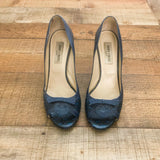 Jimmy Choo Blue/Black Circle Open Toe Heels- Size 40.5 (See Notes)