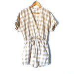 Lush Beige Checkered Romper- Size M (see notes)