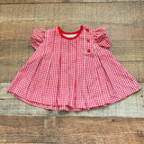 Little English Red and White Gingham Button Closure Dress- Size 3M