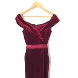 Premier Amour Wine Velvet Off the Shoulder Jumpsuit- Size ~S (see notes)