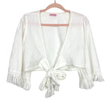Pink Lily White Ocean Rivera Cropped Tassel Tie Top- Size S (See Notes)
