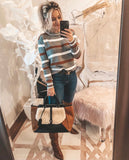 Ijoah Grey Camel And White Stripped Sweater NWT- Size S