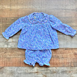 The Beaufort Bonnet Company Blue and Purple Floral Print Dress with Matching Bloomers- Size 12-18M (sold as a set)