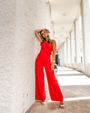 Do+Be Red Strapless Ruffle Jumpsuit- Size S