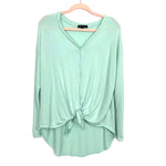 Gibson Look Mint Front Tie Button Top- Size M (See Notes)