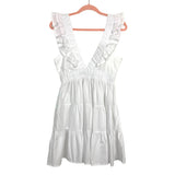Abercrombie & Fitch White V-Neck Ruffle Dress- Size S