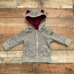 Cat & Jack Grey Heathered Hooded Zip Up Top- Size 12M