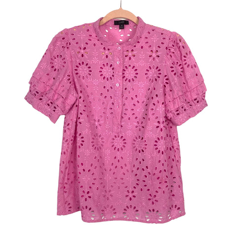 J Crew Pink Lined Eyelet Top- Size XS