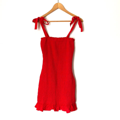 Entro Red Smocked Mini Dress- Size S