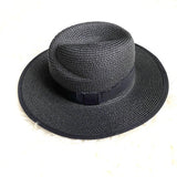 No Brand Black Straw Floppy Brim Hat