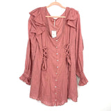 Free People Maeve Button and Tie Front Detail Dress NWT- Size L