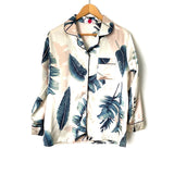 No Brand Palm Print Button Up Silk Pajama Set- Size XS/M (SOLD AS SET, see notes)