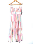 Chicwish Rainbow Tiered Ruffle Maxi with Tassels NWT- Size S