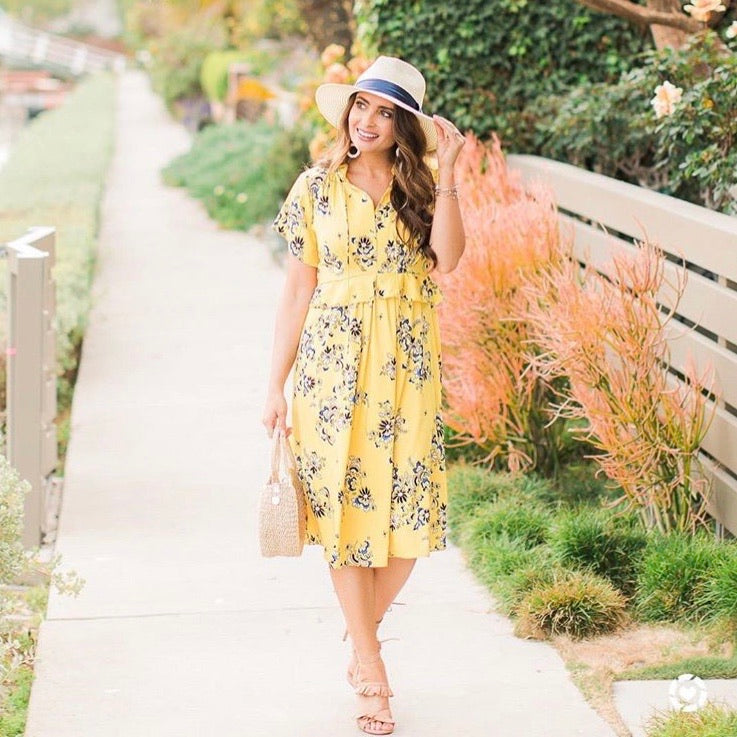 Ann Taylor Yellow Floral Short Sleeve Midi Dress NWT- Size 00P – The Saved Collection