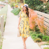 Ann Taylor Yellow Floral Short Sleeve Midi Dress NWT- Size 00P