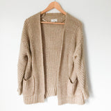 Lou & Grey Tan Knit Open Cardigan with Pockets - Size XS