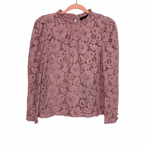 Vici Mauve Floral Lace Overlay Top- Size S