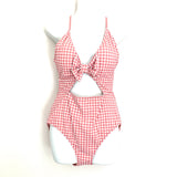 Beach Joy Pink Gingham Cutout Swimsuit NWT- Size L