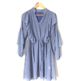 No Brand Blue Ruffle Sleeve Dress- Size S