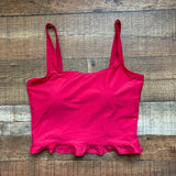 Pink Desert Red Mini Ruffle Crop Peplum Padded Midkini Top- Size XL (sold out online, see notes)