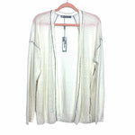 In Cashmere Cream Exposed Seam With Black Trim Cardigan NWT- Size L