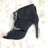 Zara Basic Black Perforated Peep Toe Lace Up Heels- Size 6 (see notes)