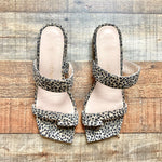 Pre-Owned Stuart Weitzman Animal Print Suede Toe Ring Sandals- Size 8.5 (sold out online)