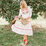 Chicwish White Embroidered Pom Pom Trim Dress- Size M (see notes)