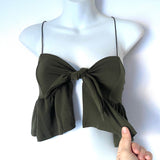 Urban Outfitters Olive Front Tie Crop Top- Size XS