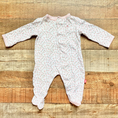 Magnetic Me Pink and Turquoise Floral Footie Outfit- Size 0-3M