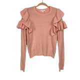 Free the Roses Pink Ruffle Sweater- Size XS