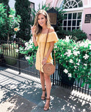Goodnight Macaroon Ruffle Off the Shoulder Dress- Size S