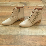 Ccocci Cream Studded Belted Booties- Size 7 (LIKE NEW)