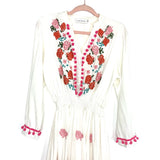 Chicwish White Embroidered Pom Pom Trim Dress- Size M (see notes)