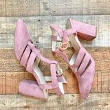 BC Born in California Suede Closed Toe Strappy Block Heel Sandals- Size 9.5 (see notes)