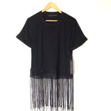 House of Harlow 1960 x Revolve Black Cuffed Jersey Tee with Fringe Hem NWT- Size S