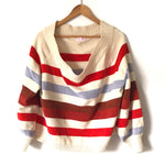Pink Lily Striped Chenille Wide Neck Sweater- Size S