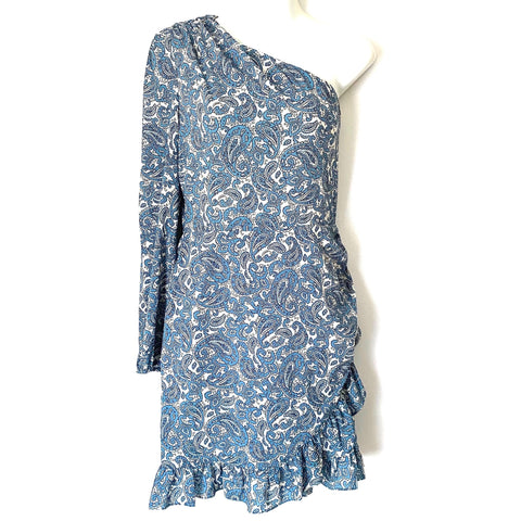 WAYF Blue Paisley Ruffled One-Shoulder Dress NWT- Size M